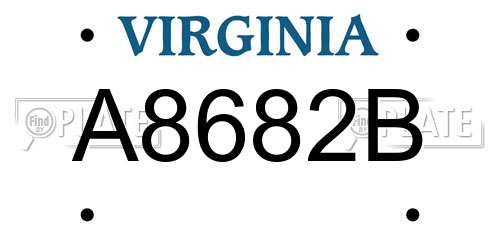 A8682B Virginia License Plate