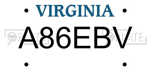 A86EBV Virginia License Plate