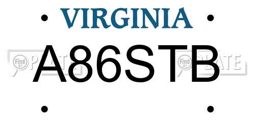 A86STB Virginia License Plate