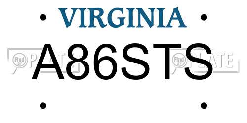 A86STS Virginia License Plate