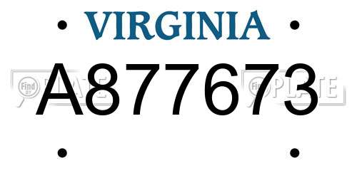 A877673 Virginia License Plate