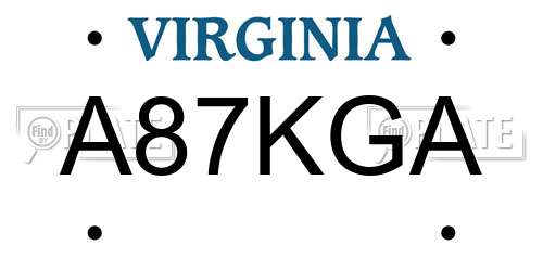 A87KGA Virginia License Plate