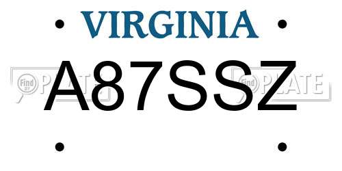 A87SSZ Virginia License Plate