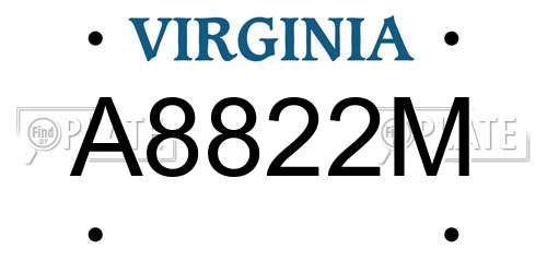 A8822M Virginia License Plate
