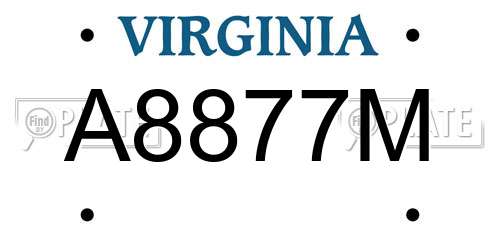 A8877M Virginia License Plate