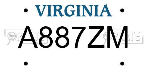 A887ZM Virginia License Plate