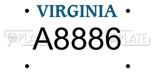 A8886 Virginia License Plate