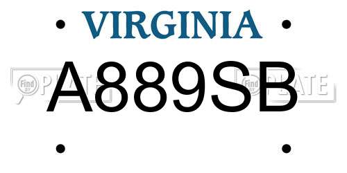 A889SB Virginia License Plate