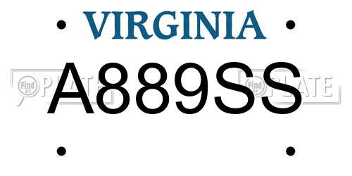 A889SS Virginia License Plate