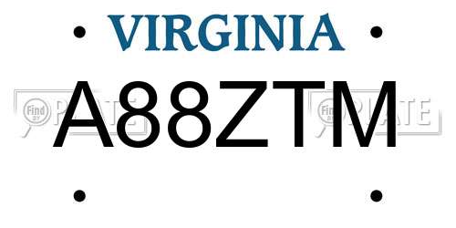 A88ZTM Virginia License Plate