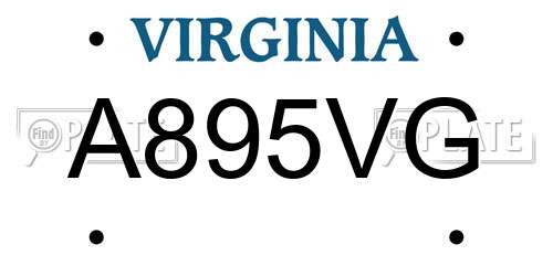 A895VG Virginia License Plate
