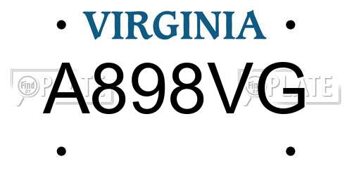A898VG Virginia License Plate