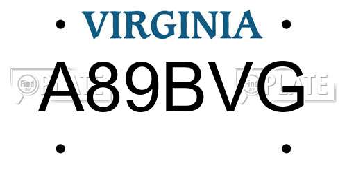 A89BVG Virginia License Plate