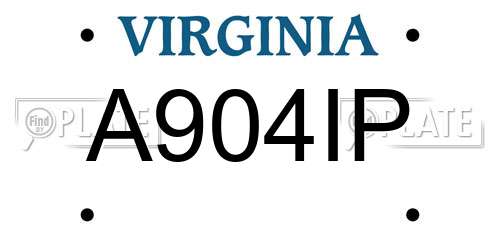 A904IP Virginia License Plate