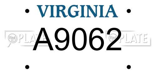A9062 Virginia License Plate