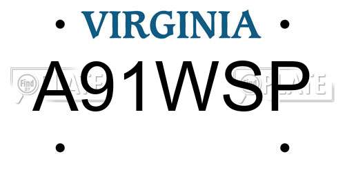 A91WSP Virginia License Plate