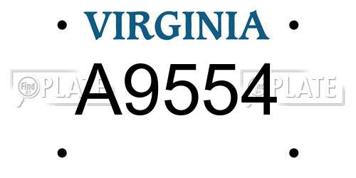 A9554 Virginia License Plate