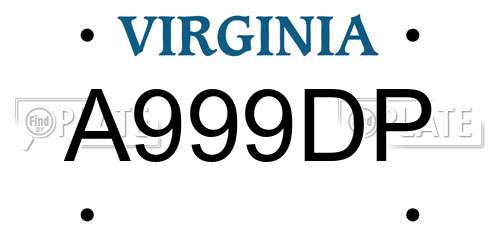 A999DP Virginia License Plate