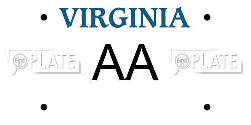 AA Virginia License Plate
