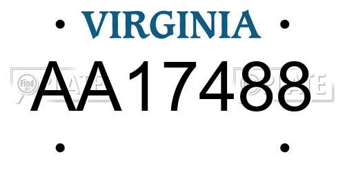 AA17488 Virginia License Plate