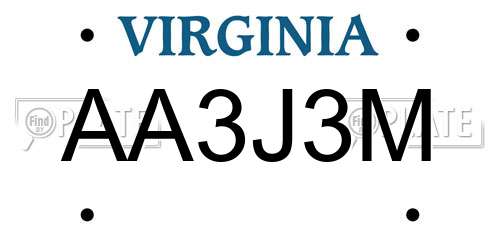 AA3J3M Virginia License Plate