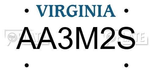 AA3M2S Virginia License Plate