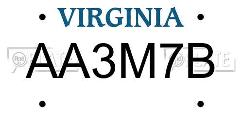 AA3M7B Virginia License Plate