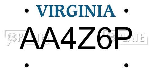 AA4Z6P Virginia License Plate