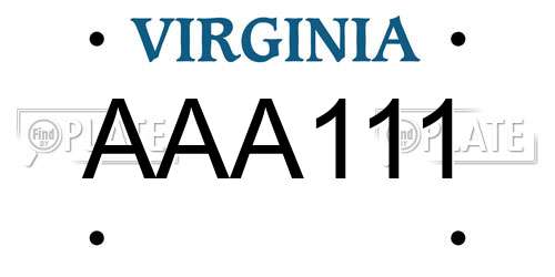 AAA111 Virginia License Plate