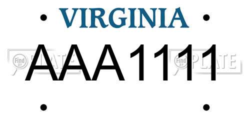 AAA1111 Virginia License Plate