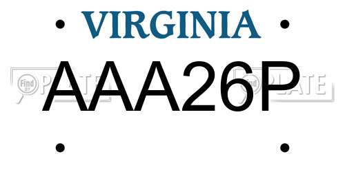 AAA26P Virginia License Plate