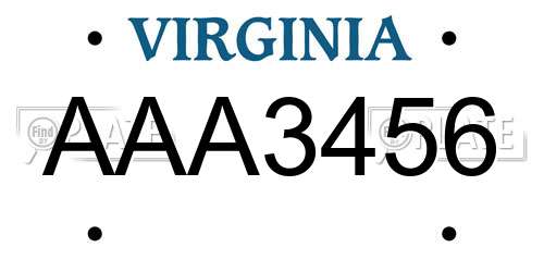 AAA3456 Virginia License Plate