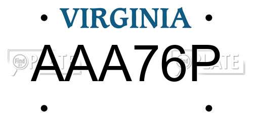 AAA76P Virginia License Plate