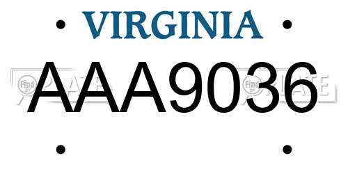AAA9036 Virginia License Plate