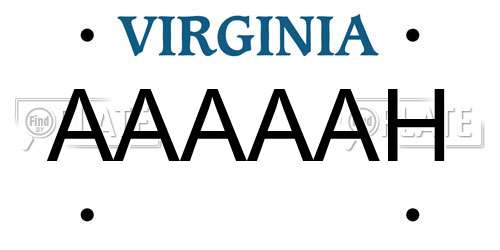 AAAAAH Virginia License Plate