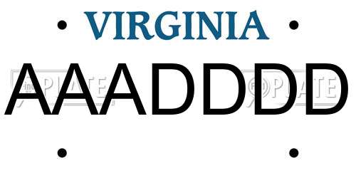AAADDDD Virginia License Plate