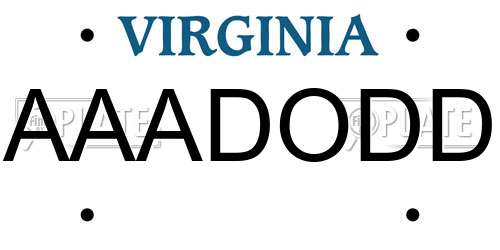 AAADODD Virginia License Plate