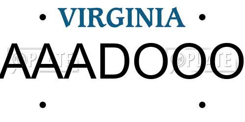 AAADOOO Virginia License Plate