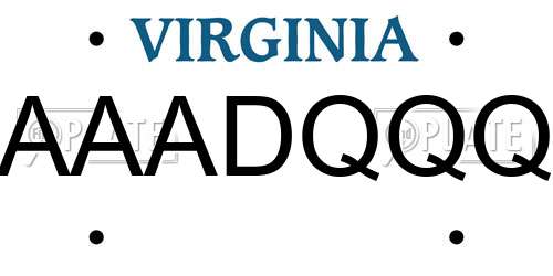 AAADQQQ Virginia License Plate