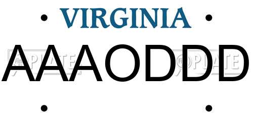 AAAODDD Virginia License Plate