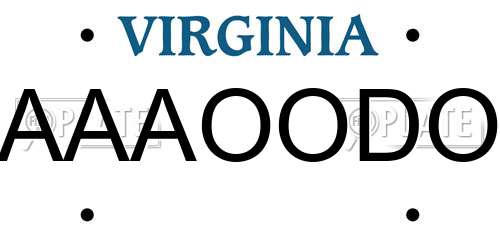 AAAOODO Virginia License Plate