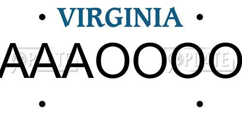 AAAOOOO Virginia License Plate