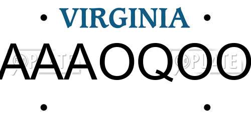 AAAOQOO Virginia License Plate
