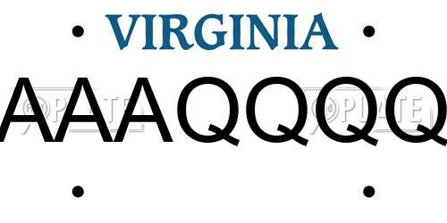 AAAQQQQ Virginia License Plate