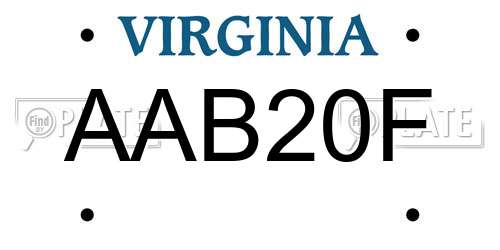 AAB20F Virginia License Plate