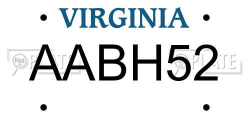 AABH52 Virginia License Plate