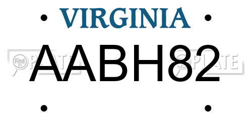 AABH82 Virginia License Plate