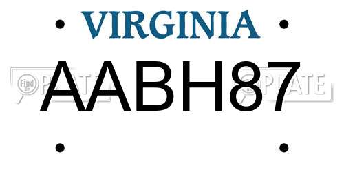 AABH87 Virginia License Plate