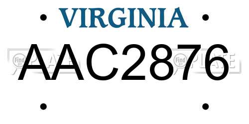 AAC2876 Virginia License Plate