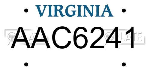 AAC6241 Virginia License Plate